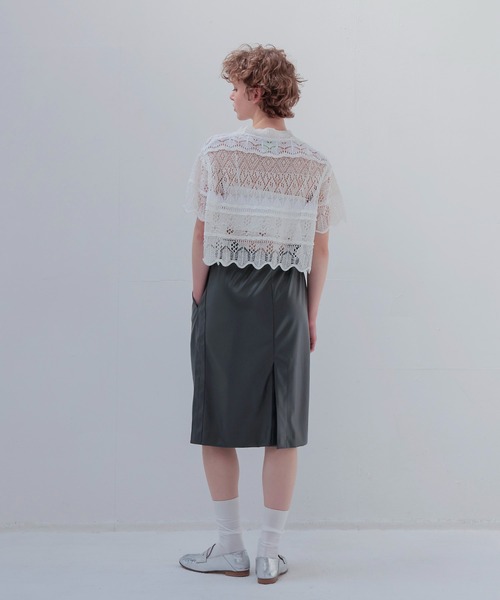 DRESSLAVE（ドレスレイブ）の「drawstring smooth leather like skirt(ドローストリングスムースレザーライクスカート)（スカート・レディース・ブラウン/グレー・38）」の10枚目の写真