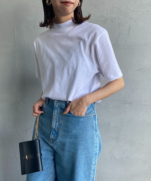 HANES（ヘインズ）の「[HANES/ヘインズ] ショートスリーブ モックネックTシャツ（Tシャツ/カットソー・レディース・ブラック/ホワイト・S/M）」の5枚目の写真
