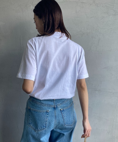 HANES（ヘインズ）の「[HANES/ヘインズ] ショートスリーブ モックネックTシャツ（Tシャツ/カットソー・レディース・ブラック/ホワイト・S/M）」の6枚目の写真