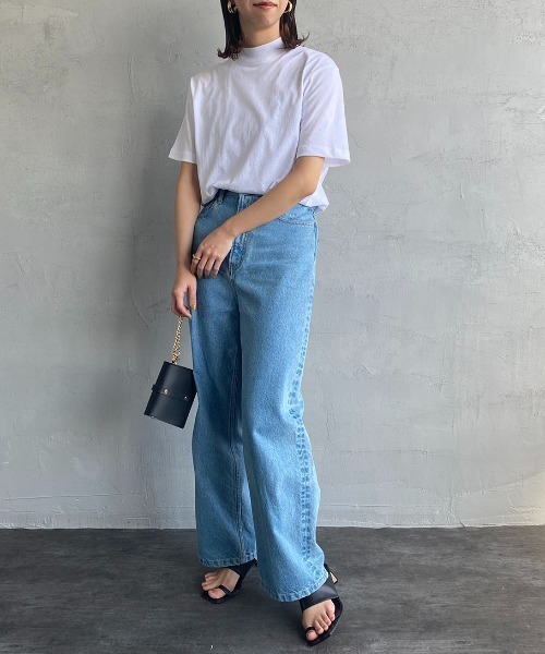 HANES（ヘインズ）の「[HANES/ヘインズ] ショートスリーブ モックネックTシャツ（Tシャツ/カットソー・レディース・ブラック/ホワイト・S/M）」の7枚目の写真
