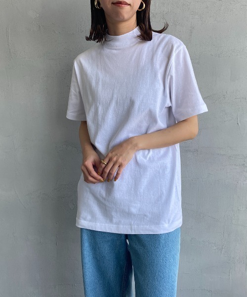 HANES（ヘインズ）の「[HANES/ヘインズ] ショートスリーブ モックネックTシャツ（Tシャツ/カットソー・レディース・ブラック/ホワイト・S/M）」の9枚目の写真
