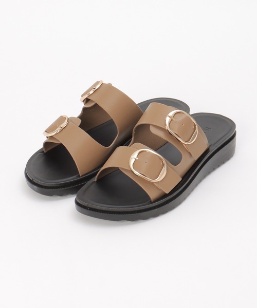 ikka（イッカ）の「ダブルバックル付きベルトサンダル（サンダル・レディース・ブラック/オートミール・M/L）」の3枚目の写真