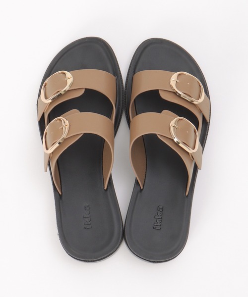 ikka（イッカ）の「ダブルバックル付きベルトサンダル（サンダル・レディース・ブラック/オートミール・M/L）」の10枚目の写真