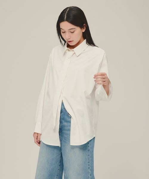 eL（エル）の「【eL】Long Tie Shirt/287444（シャツ/ブラウス・レディース・ホワイト/ブルー・FREE）」の5枚目の写真