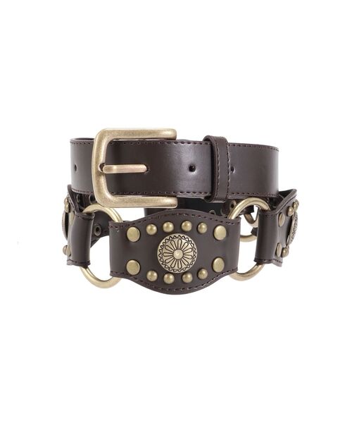 EVRIS（エヴリス）の「スタッズモチーフワイドベルト（ベルト・レディース・ブラウン/ブラック・FREE）」の2枚目の写真