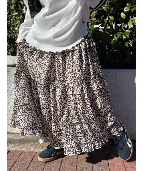 セール】《着こなしマルチway☆》レオパードティアードロング セール】《着こなしマルチway☆》レオパードティアードロング