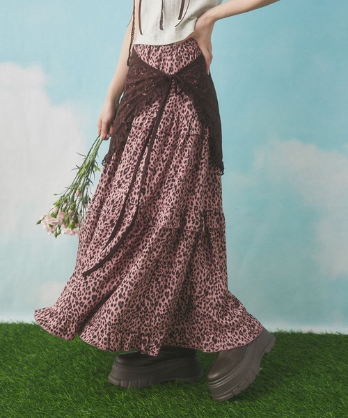 セール】《着こなしマルチway☆》レオパードティアードロングスカート