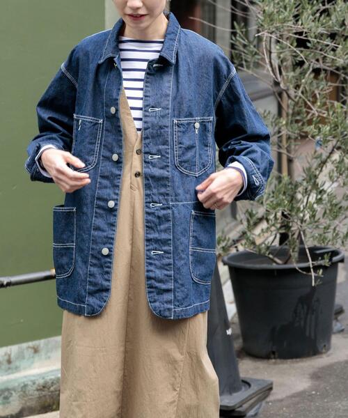 FORK&SPOON(フォークアンドスプーン)の「FORK&SPOON 綿麻デニムカバーオール(カバーオール・レディース・ブラック/ワンウォッシュ・1)」の3枚目の写真