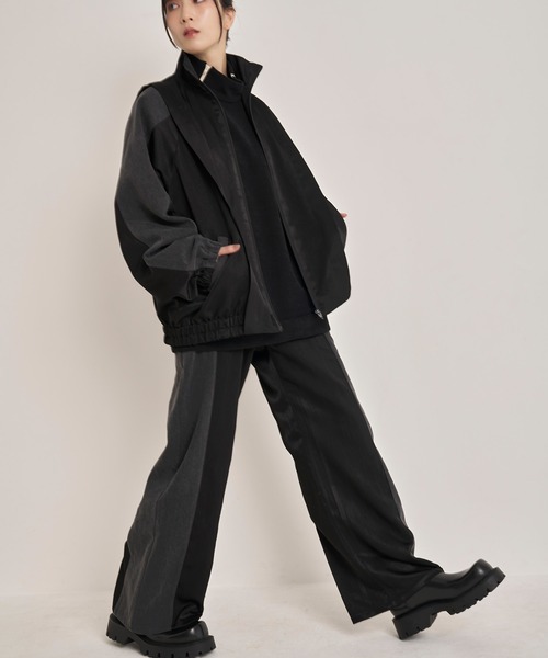 Nora Lily】Denim x Nylon Combination Track Pants（デニムパンツ