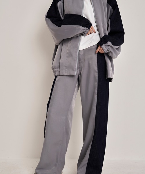 Nora Lily】Denim x Nylon Combination Track Pants（デニムパンツ