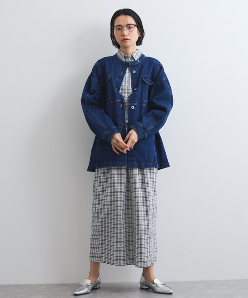 VICKY（ビッキー）の「ストレッチデニムチュニックジャケット≪手洗い可能≫（デニムジャケット・レディース・ネイビー/ブルー・M）」の7枚目の写真