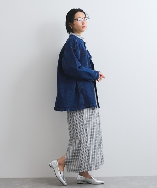 VICKY（ビッキー）の「ストレッチデニムチュニックジャケット≪手洗い可能≫（デニムジャケット・レディース・ネイビー/ブルー・M）」の8枚目の写真