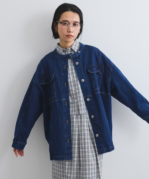 VICKY（ビッキー）の「ストレッチデニムチュニックジャケット≪手洗い可能≫（デニムジャケット・レディース・ネイビー/ブルー・M）」の4枚目の写真