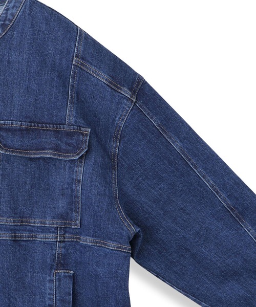 VICKY（ビッキー）の「ストレッチデニムチュニックジャケット≪手洗い可能≫（デニムジャケット・レディース・ネイビー/ブルー・M）」の18枚目の写真