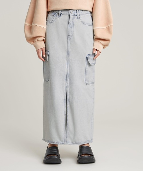VIKTORIA LONG CARGO SKIRT/ハイウエストデニムロングカーゴスカート