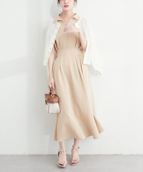 natural couture(ナチュラルクチュール)の「涼しげスキッパー衿お上品ワンピース(ワンピース・レディース・ブラウン/グリーン/ピンク/ベージュ/ブラック/サックスブルー/ブラック系その他/ピンク系その他・FREE)」の5枚目の写真