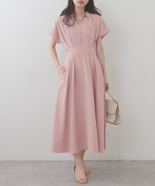 natural couture(ナチュラルクチュール)の「涼しげスキッパー衿お上品ワンピース(ワンピース・レディース・ブラウン/グリーン/ピンク/ベージュ/ブラック/サックスブルー/ブラック系その他/ピンク系その他・FREE)」の7枚目の写真