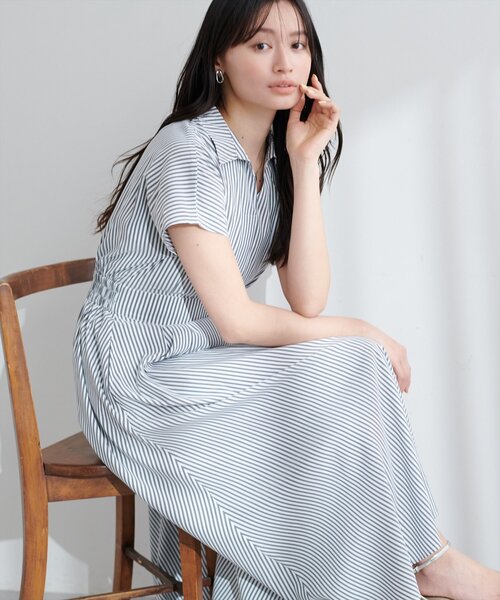 涼しげスキッパー衿お上品ワンピース natural couture（ナチュラルクチュール）の「涼しげスキッパー
