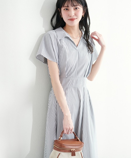 natural couture(ナチュラルクチュール)の「涼しげスキッパー衿お上品ワンピース(ワンピース・レディース・ブラウン/グリーン/ピンク/ベージュ/ブラック/サックスブルー/ブラック系その他/ピンク系その他・FREE)」の19枚目の写真