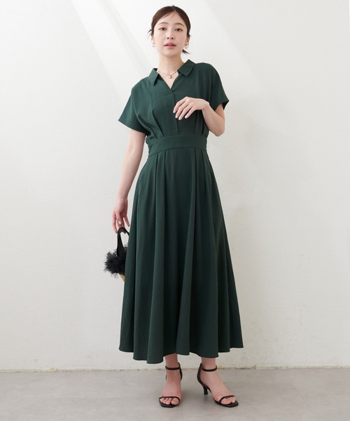 【お値下げ】ナチュラルクチュール ワンピース WEB限定 / オープンネックレディワンピース | natural couture