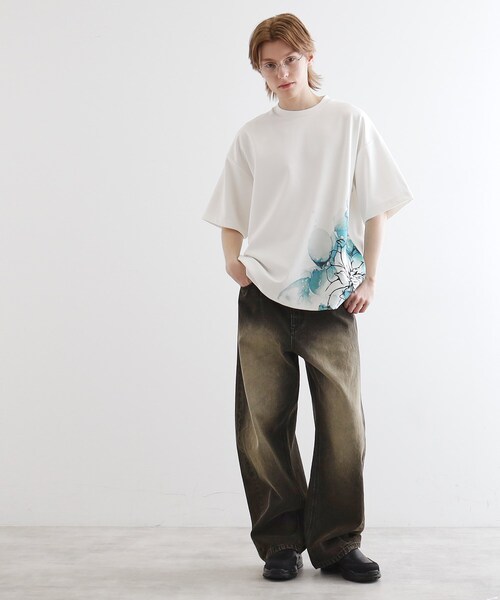 tk.TAKEO KIKUCHI（ティーケータケオキクチ）の「バブルアートフラワーTシャツ（Tシャツ/カットソー・メンズ・ホワイト/ネイビー/ブラック・03/02）」の22枚目の写真