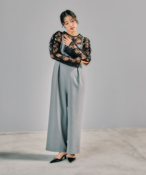 shi 美品 前撮り 結婚式 オケージョン チュール ブラウス トップス セール】【結婚式／オケージョン】チュール刺繍プルオーバー