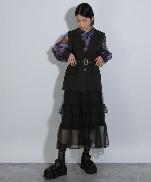 HARE（ハレ）の「2WAYジレワンピース(HARE)（ワンピース・レディース・ホワイト/ブラック/ストライプ・FREE）」の9枚目の写真