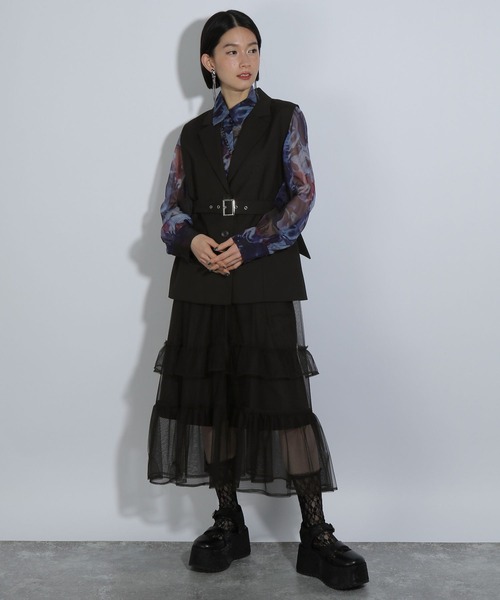 HARE（ハレ）の「2WAYジレワンピース(HARE)（ワンピース・レディース・ホワイト/ブラック/ストライプ・FREE）」の11枚目の写真