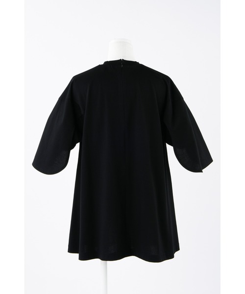 ENFOLD　エンフォルド　スビン天竺 デザインTシャツ　カットソー　黒　立体 ENFOLD エンフォルド スビン天竺 デザインTシャツ カットソー 黒