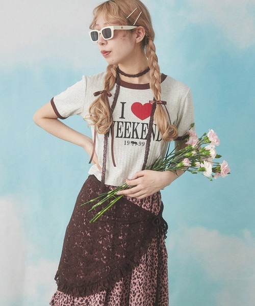 WC（ダブル シー）の「《ILOVEWEEKEND》Tシャツ（Tシャツ/カットソー・レディース・グレー/オートミール・FREE）」の16枚目の写真