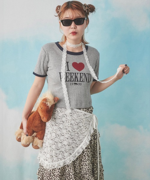 WC（ダブル シー）の「《ILOVEWEEKEND》Tシャツ（Tシャツ/カットソー・レディース・グレー/オートミール・FREE）」の13枚目の写真