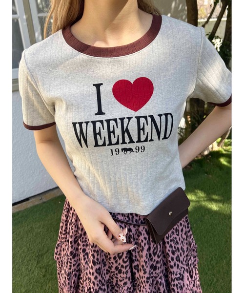WC（ダブル シー）の「《ILOVEWEEKEND》Tシャツ（Tシャツ/カットソー・レディース・グレー/オートミール・FREE）」の3枚目の写真