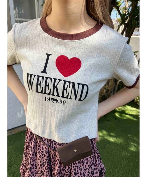 WC（ダブル シー）の「《ILOVEWEEKEND》Tシャツ（Tシャツ/カットソー・レディース・グレー/オートミール・FREE）」の4枚目の写真