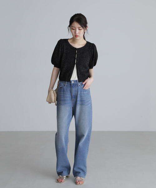 FREE'S MART（フリーズマート）の「◆ラメミックスパフスリーブニットカーディガン（ニット/セーター・レディース・ブラック/ネイビー/レッド/ホワイト・FREE）」の15枚目の写真