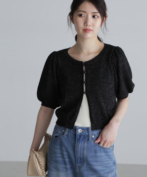 FREE'S MART（フリーズマート）の「◆ラメミックスパフスリーブニットカーディガン（ニット/セーター・レディース・ブラック/ネイビー/レッド/ホワイト・FREE）」の18枚目の写真