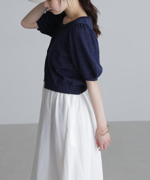 FREE'S MART（フリーズマート）の「◆ラメミックスパフスリーブニットカーディガン（ニット/セーター・レディース・ブラック/ネイビー/レッド/ホワイト・FREE）」の10枚目の写真