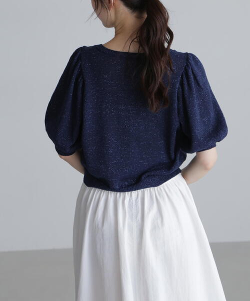 FREE'S MART（フリーズマート）の「◆ラメミックスパフスリーブニットカーディガン（ニット/セーター・レディース・ブラック/ネイビー/レッド/ホワイト・FREE）」の9枚目の写真