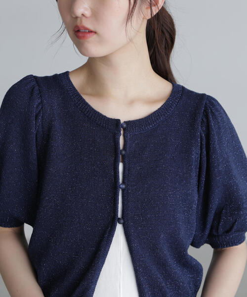 FREE'S MART（フリーズマート）の「◆ラメミックスパフスリーブニットカーディガン（ニット/セーター・レディース・ブラック/ネイビー/レッド/ホワイト・FREE）」の8枚目の写真