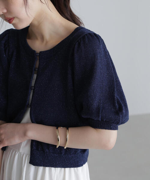 FREE'S MART（フリーズマート）の「◆ラメミックスパフスリーブニットカーディガン（ニット/セーター・レディース・ブラック/ネイビー/レッド/ホワイト・FREE）」の7枚目の写真