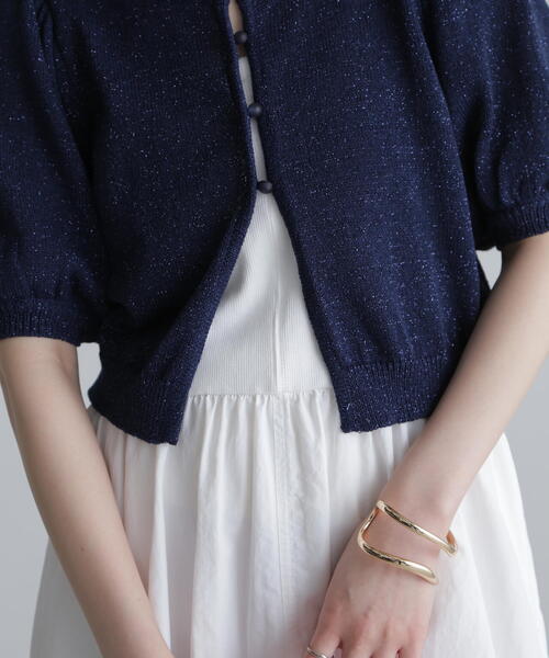 FREE'S MART（フリーズマート）の「◆ラメミックスパフスリーブニットカーディガン（ニット/セーター・レディース・ブラック/ネイビー/レッド/ホワイト・FREE）」の6枚目の写真