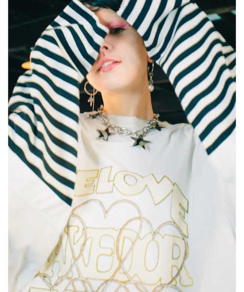 Little sunny bite(リトルサニーバイト)の「fake layered long tee(Tシャツ/カットソー・レディース・ブラック/ホワイト/ピンク・SMALL/MEDIUM)」の2枚目の写真