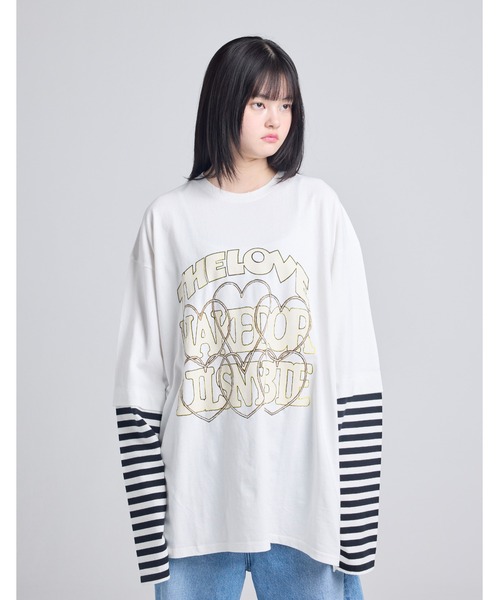 Little sunny bite(リトルサニーバイト)の「fake layered long tee(Tシャツ/カットソー・レディース・ブラック/ホワイト/ピンク・SMALL/MEDIUM)」の5枚目の写真