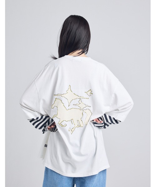 Little sunny bite(リトルサニーバイト)の「fake layered long tee(Tシャツ/カットソー・レディース・ブラック/ホワイト/ピンク・SMALL/MEDIUM)」の7枚目の写真