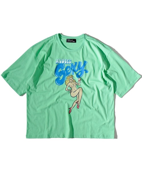 ALDIES(アールディーズ)の「Sexy Girl Big T / セクシーガールビッグT(Tシャツ/カットソー・メンズ・ブラック/ホワイト/ライトグリーン・FREE)」の10枚目の写真