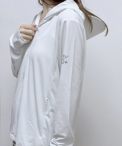 指穴付き ポニーテールフード UPF50+ UVカット ストレッチ ラッシュ