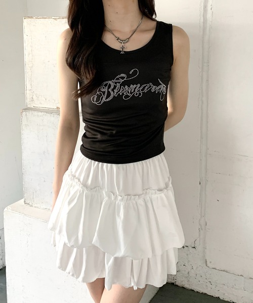 lilful（リルフル）の「筆記体ラインストーンロゴ レタリングタンクトップ（タンクトップ・レディース・ホワイト/ブラック/グレー・S/M）」の18枚目の写真