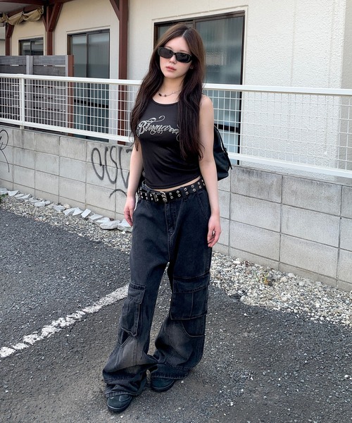 lilful（リルフル）の「筆記体ラインストーンロゴ レタリングタンクトップ（タンクトップ・レディース・ホワイト/ブラック/グレー・S/M）」の21枚目の写真