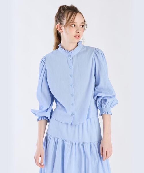 セール】コットンクレープフリルブラウス（シャツ/ブラウス）｜To b