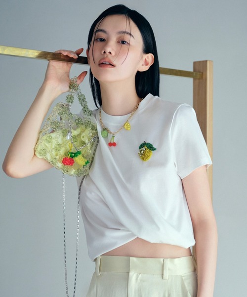 フルーツビジューエンブロイダリーTシャツ／ウォッシャブル（T