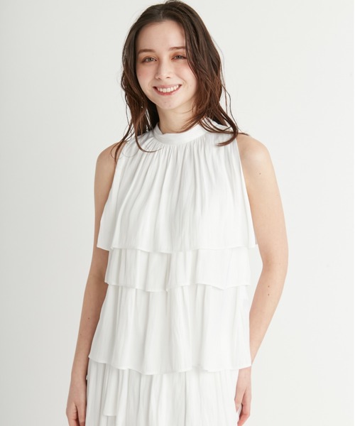 CELFORD（セルフォード）の「ギャザーティアードブラウス（シャツ/ブラウス・レディース・ミント/ブラウン/ホワイト・FREE）」の2枚目の写真